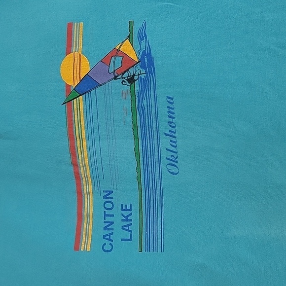Vintage Canton Lake Oklahoma Single Stitch Tee size XL 80s or 90s Style Summer - Picture 2 of 5